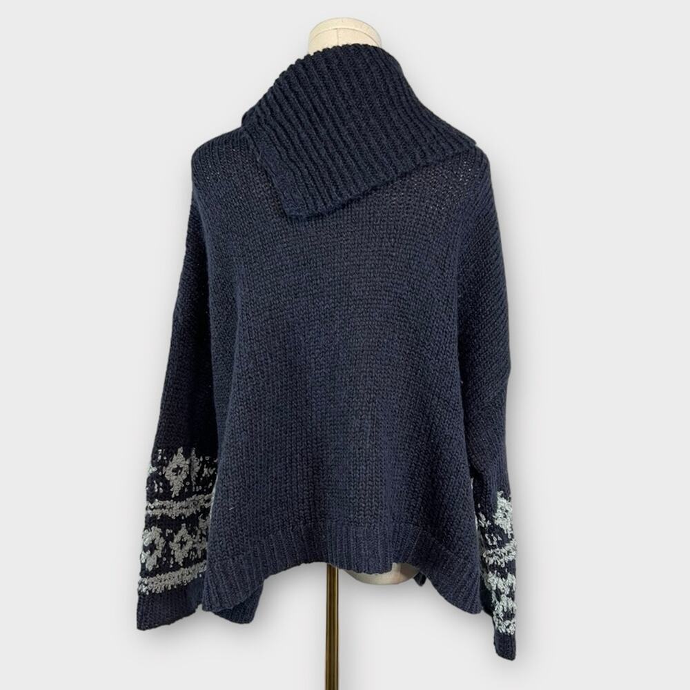 Free People Fair Isle Split Neck Wool Blend Sweater Size XS - Picture 3 of 8